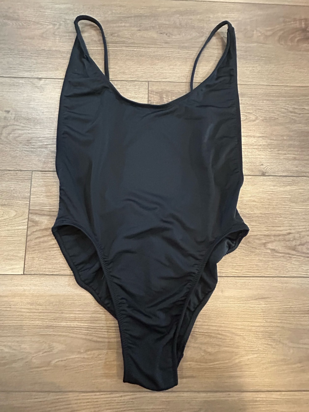 Lioness Black One Piece Swimsuit High Cut Low Back Adjustable Straps M